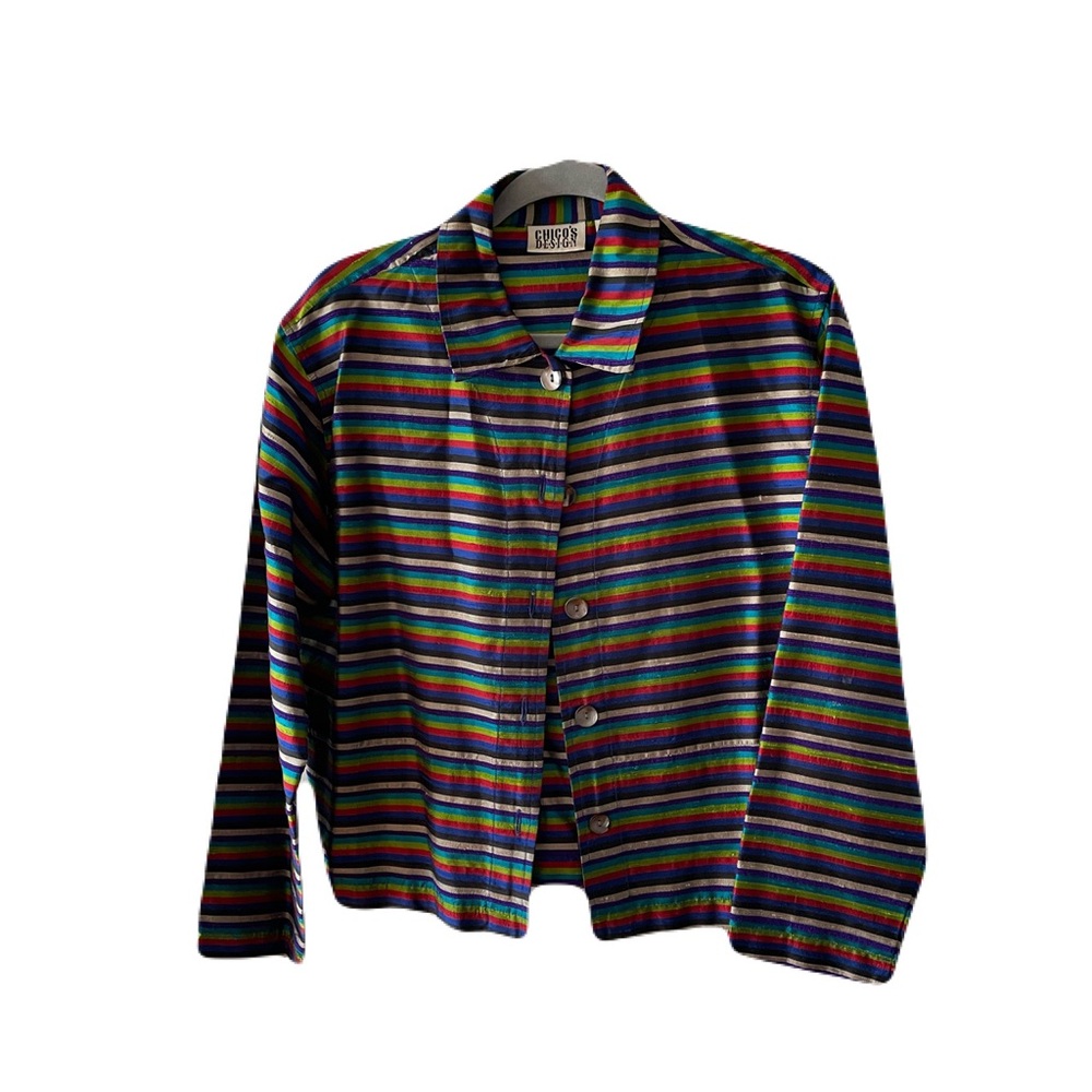 90s SILK VINTAGE CHICOS Colorful Striped Women's Jacket